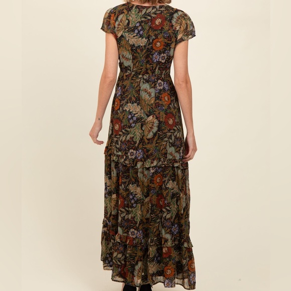 PinkBlush Floral Boho Deep V-Neck Maxi Dress Size Medium 6/8 - Picture 4 of 6